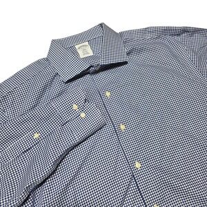 Brooks Brothers Regent Fit Blue Gingham Checkered Non-Iron Button Down Shirt 17